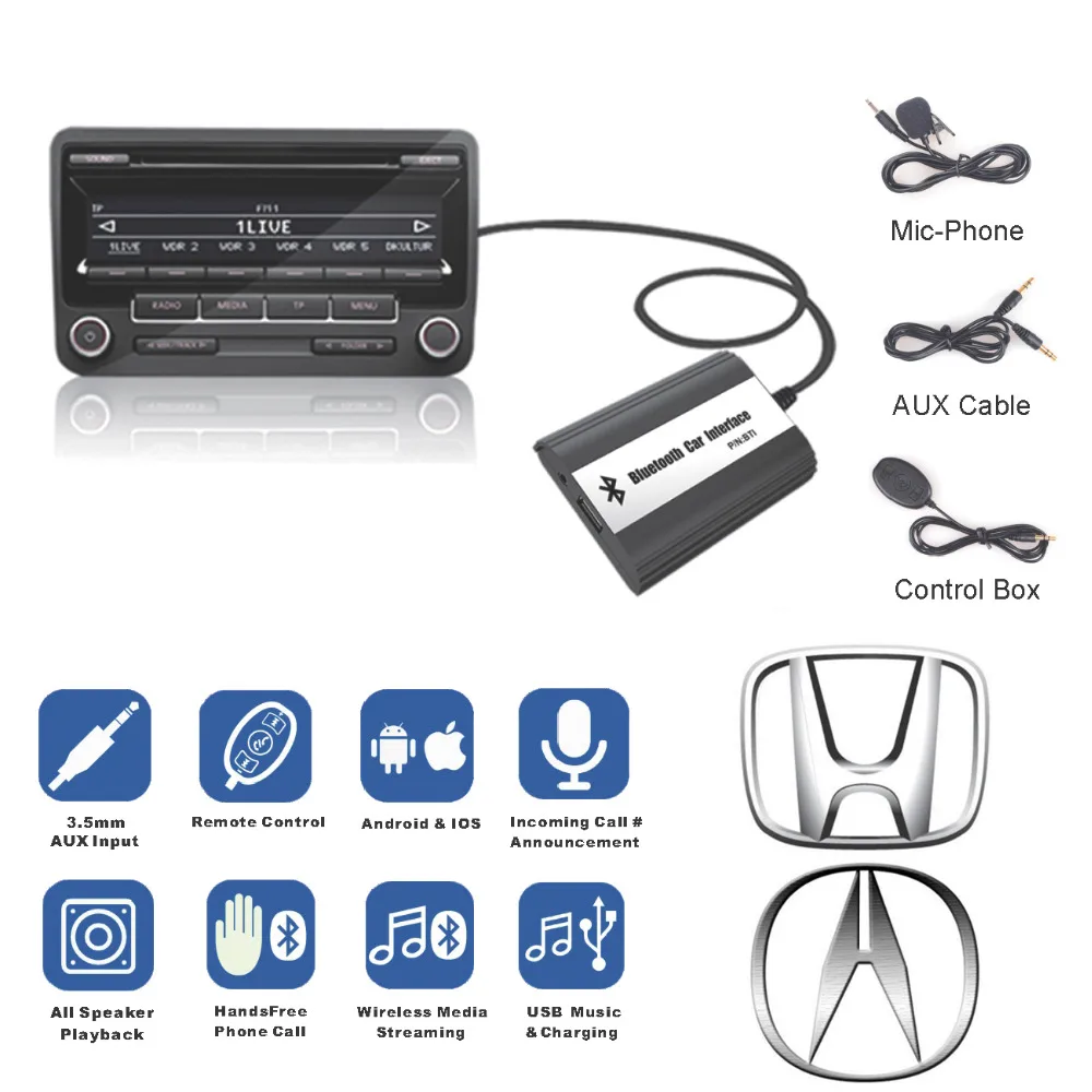Bluetooth Receiver Car Kit Hands Free Phone Call Wireless Music Adapter