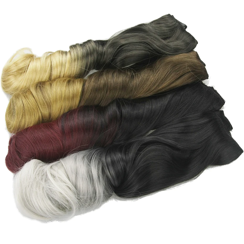 Soowee 60cm Long Wavy Brown to Blonde Women Hair High Tempreture Synthetic Ombre Hair Piece 5 Clip in Hair Extensions