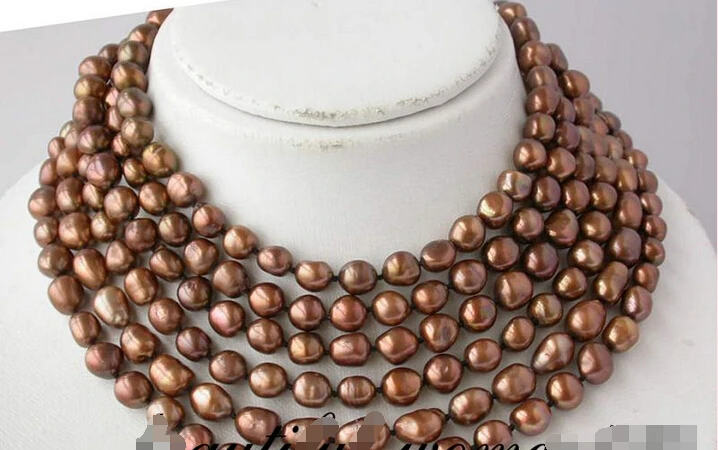 

Free shipping >>>>>Z2038 LUSTER 100" 10mm baroque coffee freshwater pearl necklace