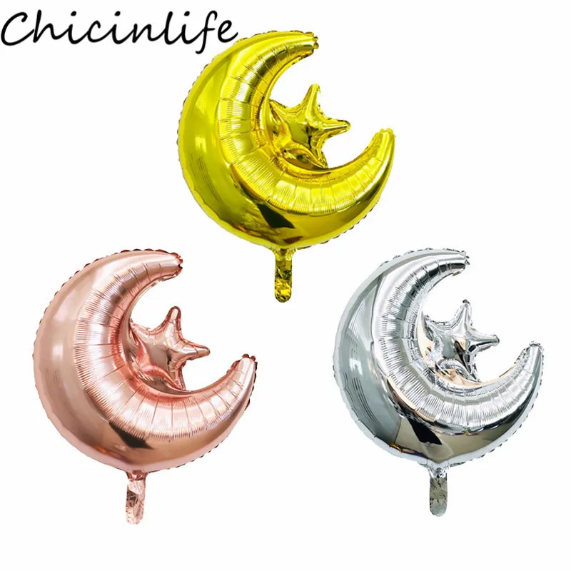 

Chicinlife 1Pcs 16inch EID Mubarak Moon Star Foil Balloon Birthday Party Decor Kids Favors Muslim Ramadan Mubarak Party Supplies