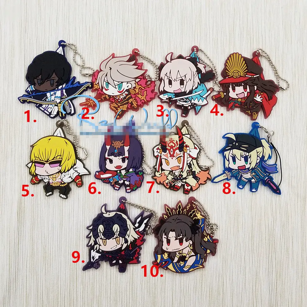 Anime fate grand order rubber Keychain Key Ring Straps Rare