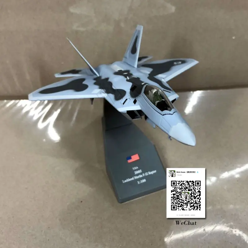 AMER 1/100 Scale Military Model Toys USAF F-22 Raptor Stealth Fighter Diecast Metal Plane Model Toy