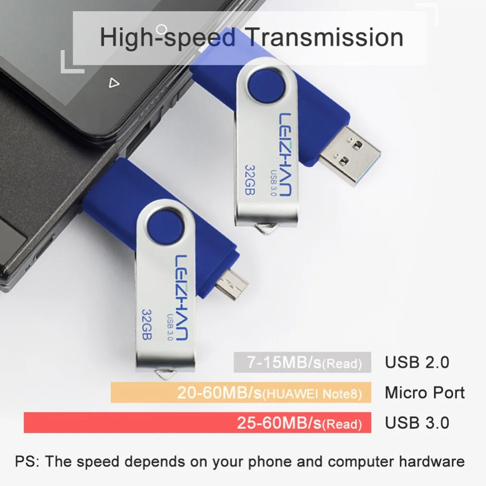 Флэш накопитель LEIZHAN OTG USB микро флешка usb 3 0 фотофлешка для Samsung S7 128 ГБ 64 32 16 8 карта