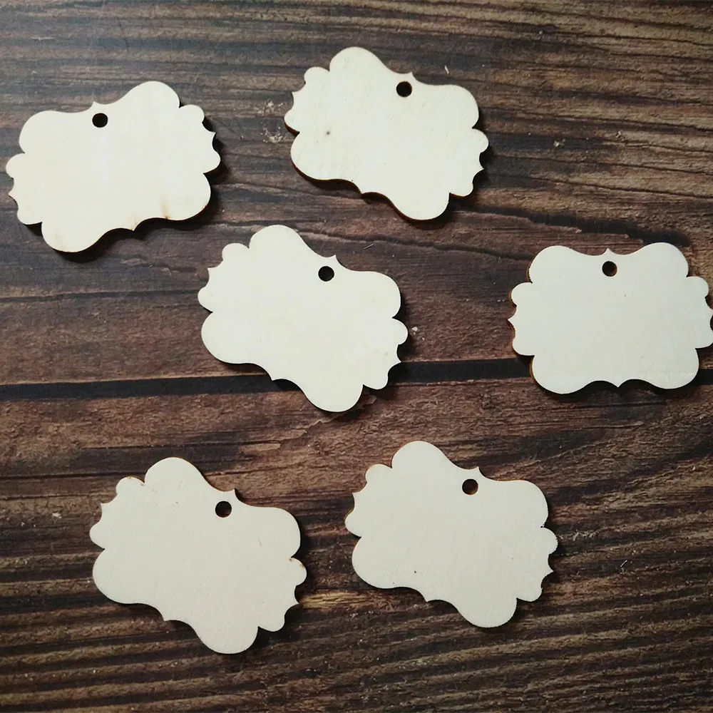 20pcs Natural Wood Floral Gift Price Blank Tags Scrapbooking DIY Crafting Wood Laser Cut Tags Wedding Decoration