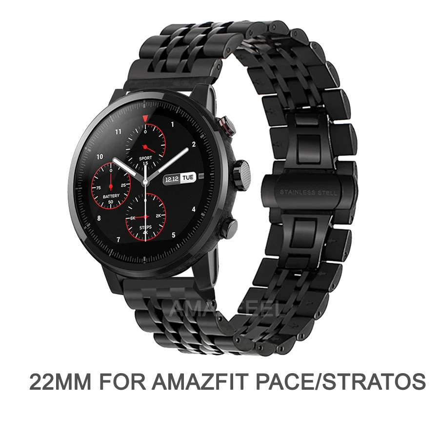 20 мм металлический браслет из нержавеющей стали для Xiaomi Huami Amazfit Bip Молодежные умные часы для Amazfit Pace и Stratos ремешок на запястье