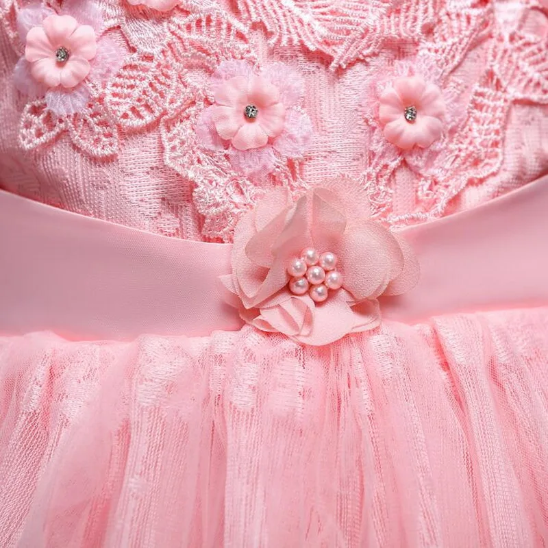От 4 до 14 лет, новинка, розовое, белое, детское платье принцессы с цветочным рисунком для девочек, свадебное платье для выпускного вечера с фатиновой кружевной юбкой-пачкой без рукавов, Vestidos