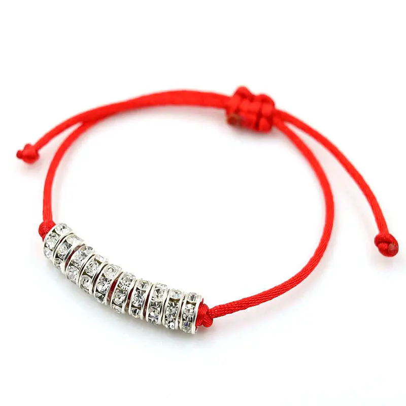 

BPPCCR Lucky color Silver Crystal zircon Amulet bracelet Red rope thread string braided men women Reiki hombres Chakra pulseira
