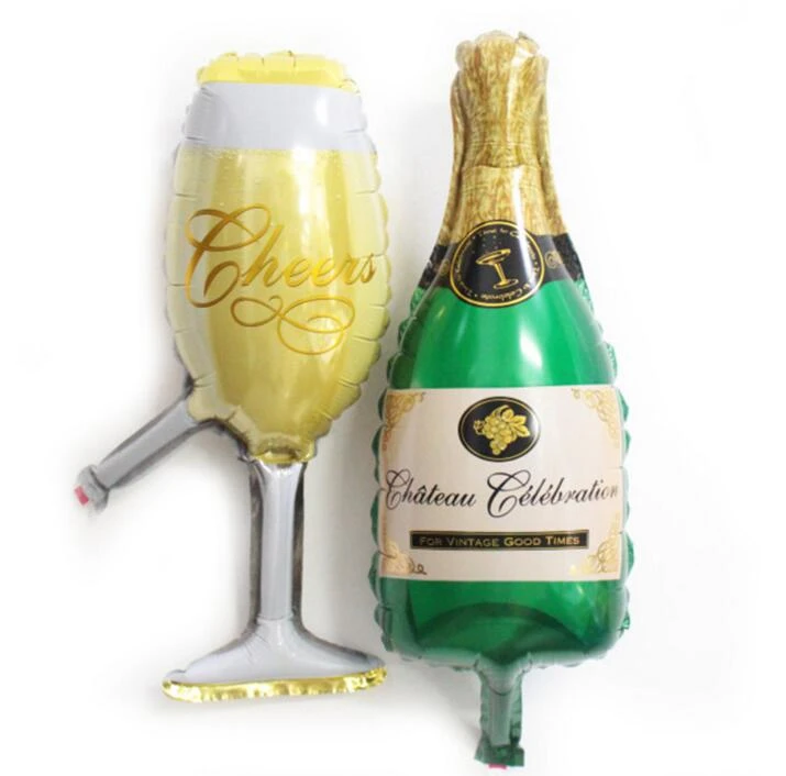 51 21 Cm 1 Pieces Mini Bouteille De Champagne Verre Aluminium Film Ballon De Mariage Decoration De Fete D Anniversaire Bar Decoration Aliexpress