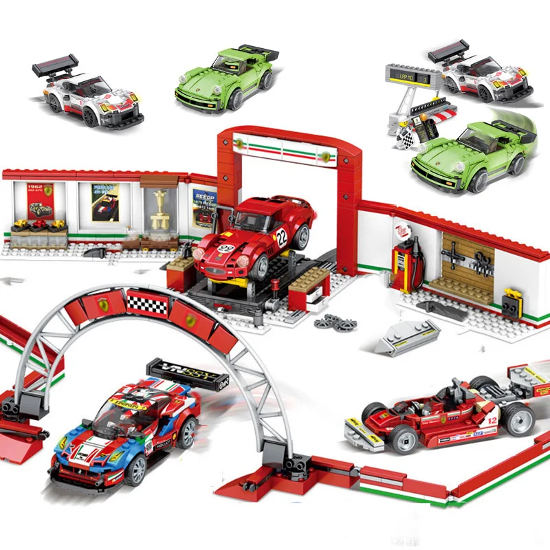 

City Racing Series Speed Car Champion Racer Action Figures Building Blocks Compatible Legoed Technic Car Bricks Toys For Child