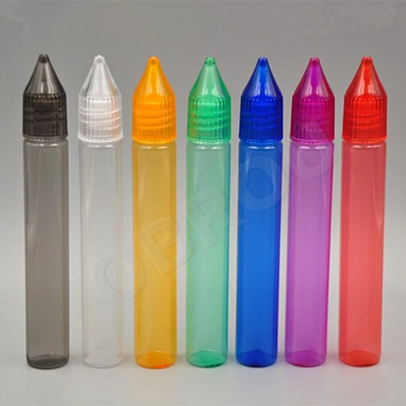 

14pcs/lot PET plastic colored pen shape dropper bottle with long thin tip and crystal cap 2pcs/each color