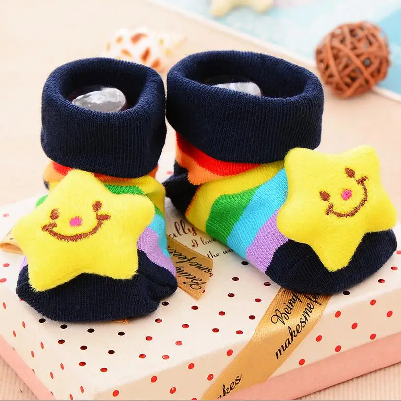 1 пара, хлопковые носки для малышей нескользящие носки-тапочки с резиновой подошвой для маленьких мальчиков и девочек, осень-весна, милый подарок для новорожденных, недорогие вещи - Цвет: 1