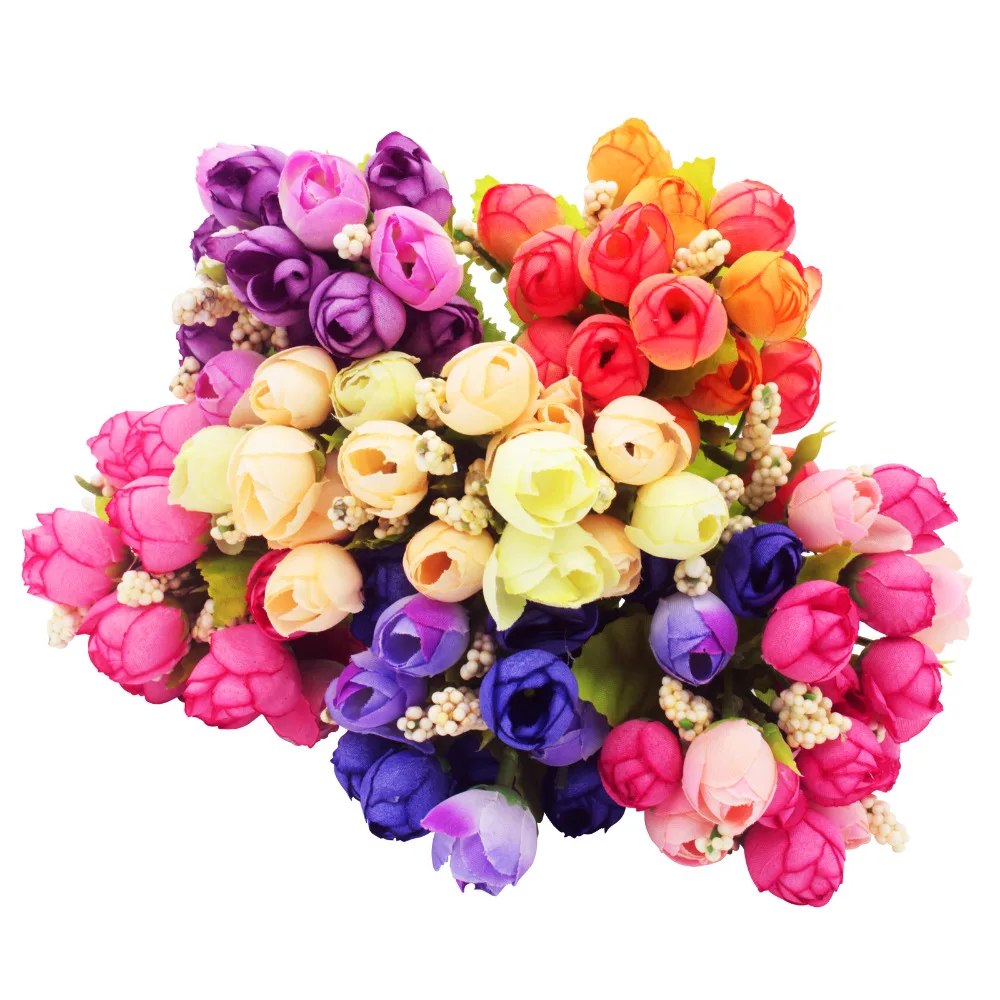 15 головок розы Свадебное Оформление букета искусственные цветы для дома стол сделай сам украшение ваза цветы фестиваль Роза Бутон