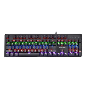 Sunrose T600S Gaming Keyboard Mechanical Keyboard Russian English Blue Switch Wired Backlit Gaming Keyboard for Computer Gamer russian english layout metal keyboard blue red switch gaming wired mechanical keyboard rgb anti ghosting for computer