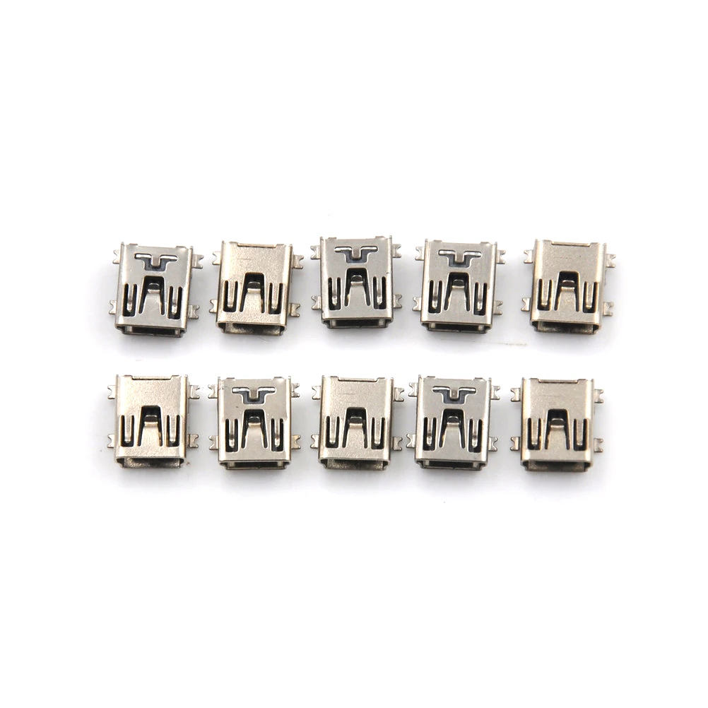 

Wholesale 10pcs/lot Mini USB connector 5pin seat Jack usb Four legs 5P Inserting plate seat Mini usb connector