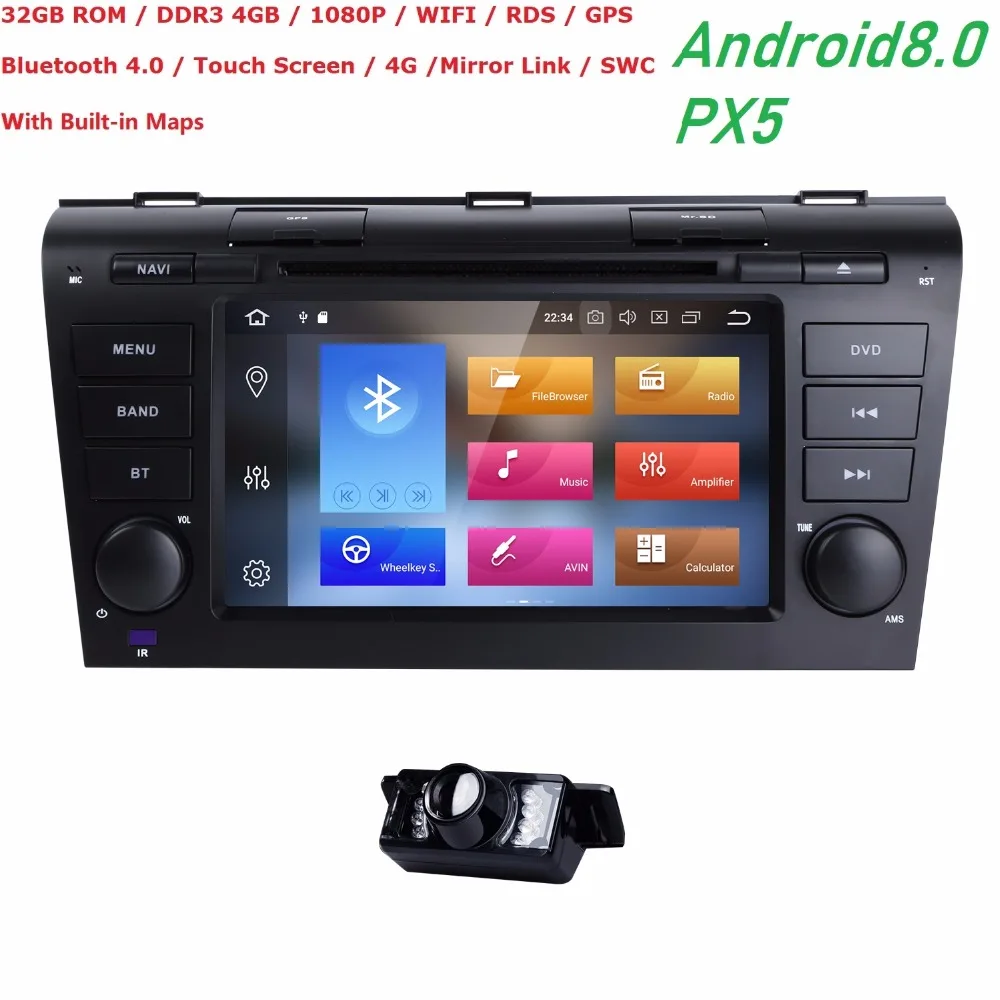 Excellent 7"Android 8.0 Octa Core 32 ROM 4G RAM autoRadio For Mazda 3 2006-2008 video 4G Wifi Bluetooth Car Player Navigation Radio Camera 2