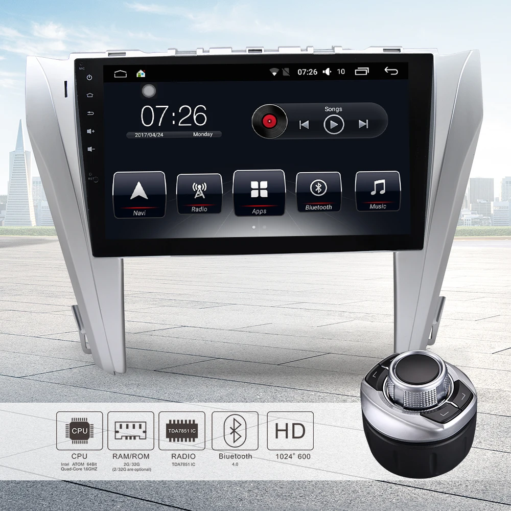 

Car Stereo Radio GPS Navigation Bluetooth 10.1" Touchscreen 64Bit Quad Core 2GB/32GB Android Auto Radio for Toyota CmarY 2015