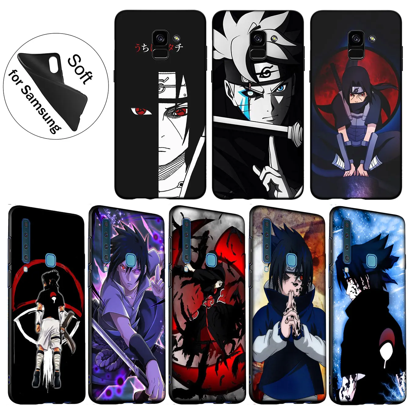 IYICAO Naruto Uchiha Itachi Sasuke Soft Cover Case for Samsung Galaxy A6 A9 A8 A7 2018 A3 A5 2016 2017 Note 9 8 10 Plus Lite |