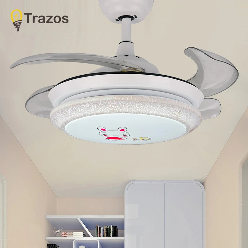 

TRAZOS Children Ceiling Fans Without Light Bedroom 220v Ceiling Fan Three-colou Fans With Lights Remote Control Ventilador Teto