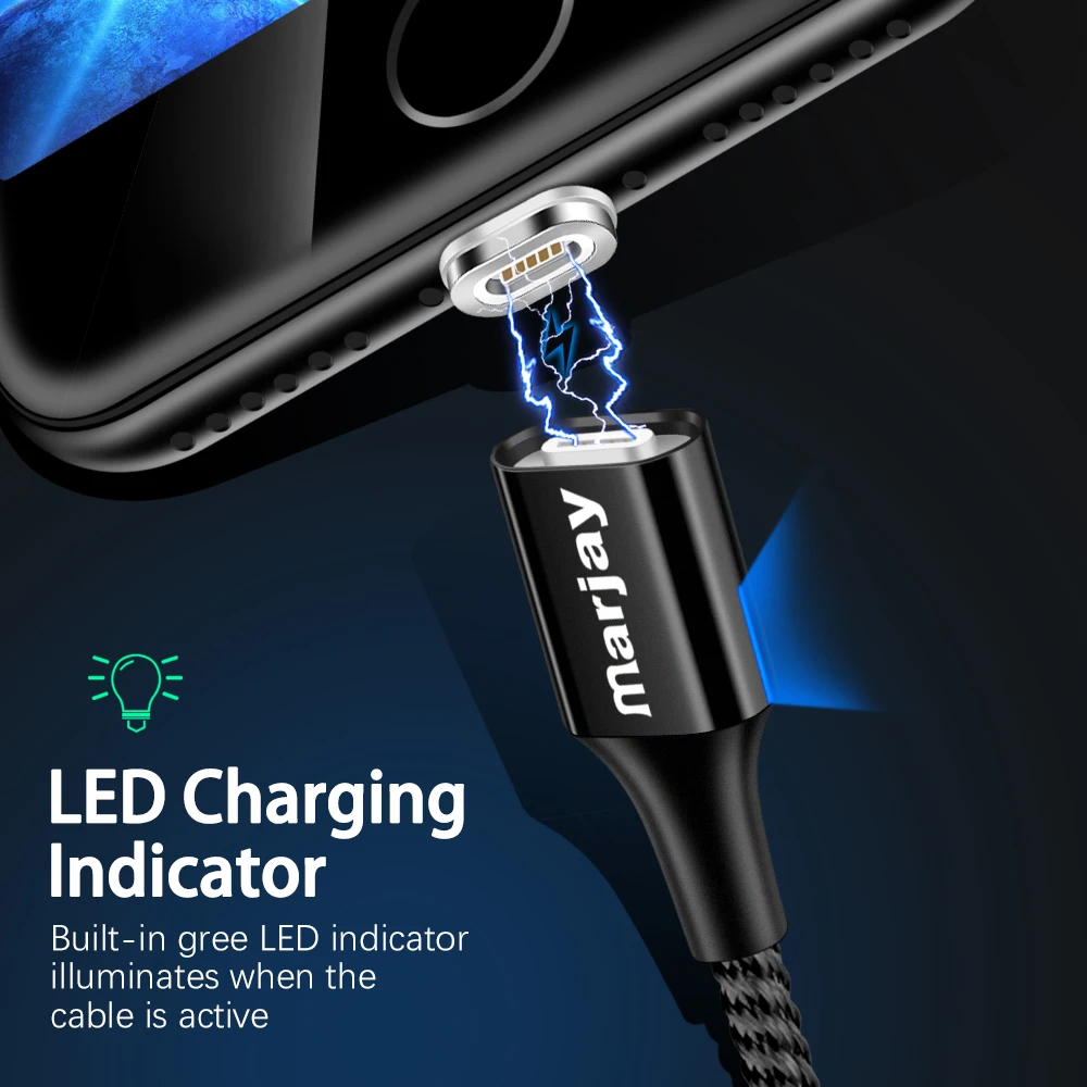 Marjay Magnetic Micro USB Charging Cable for Xiaomi USB Cables Magnetic for iPhone X 8 7 Magnet Type C Charger Cable for Samsung Cable