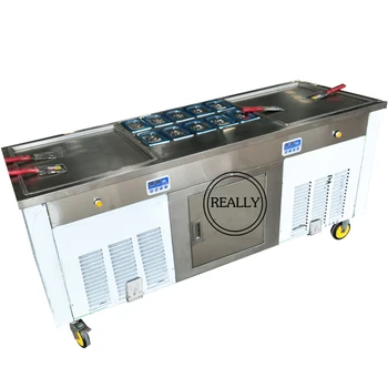 

Double square pans roll frying ice cream machine with 3 compressors fired ice roll machine