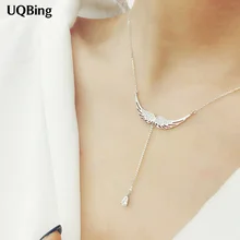 2016 New Drop Shipping 925 Sterling Silver font b Necklaces b font Zircon Angel Wings font