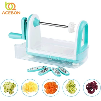 

ACEBON 4pcs Blades Multifunction Vegetable Spiralizer Manual Spiral Slicer Stainless Steel Blade Shredder for Fruit Salsa Potato