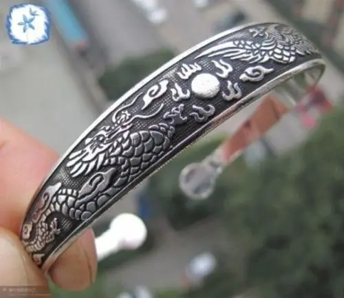 

Tibetan Tibet Silver Totem Bangle Cuff Bracelet ^^10PC^18K GP style Fine jewe Noble Natural jade SHIPPING