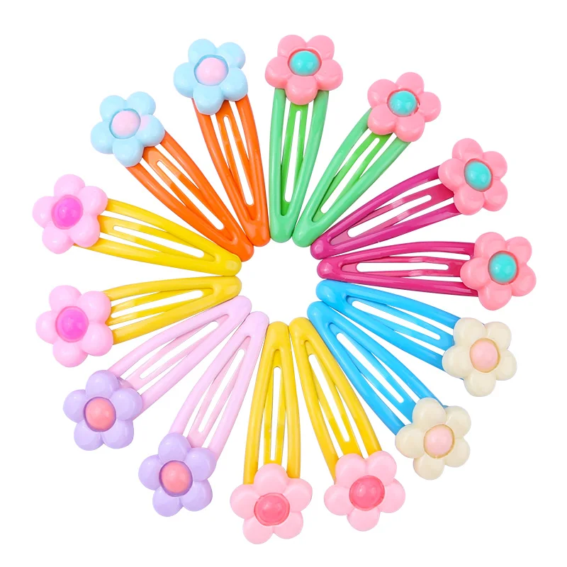 

Colorful Flower Print Snap Hair Clips Set for Children Girls Baby Women Hair Accessories Cute Color Metal Barrette Hair Pins