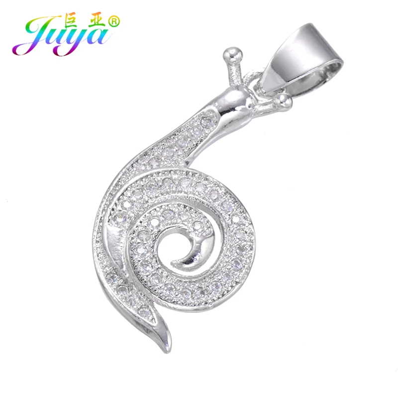 

Juya DIY Jewelry Charms Micro Pave Zircon Gold/Silver/Rose Gold Snails Charms Pendant For Women Girls Fashion Jewelry Making