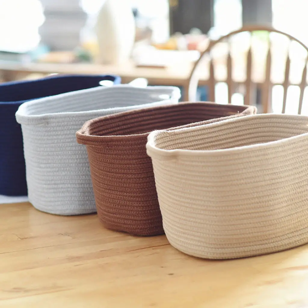 Cotton Thread Laundry Baskets Nordic Style Cotton Woven Storage Basket