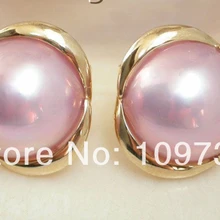 Ry00179 slap-до 19 мм реал Южного Моря розовый Mabe Серьги Перлы 14 KGPT золото