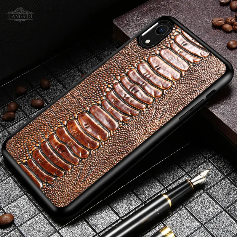 Натуральная кожа 360 все включено чехол для iPhone X 11 11Pro 11 Pro MAX XS XR XSMAX со страусиными перьями через плечо чехол для iPhone 7 PLUS, 8 PLUS, 6, 6 S, 5 5S SE