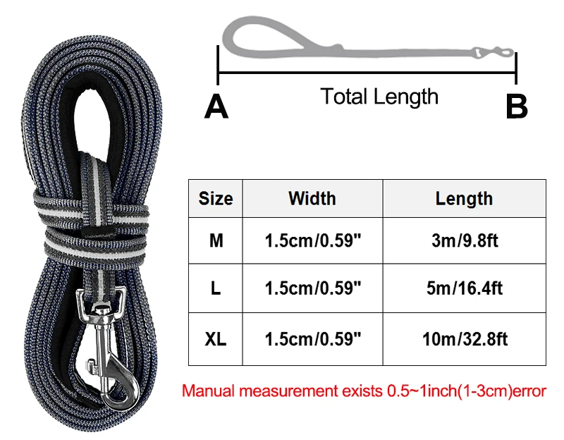 Длинный следящий поводок для собак для тренировок на открытом воздухе мягкий поводок для домашнего питомца нейлоновый Противоскользящий большой Поводок для собак 3 м/5 м/10 м