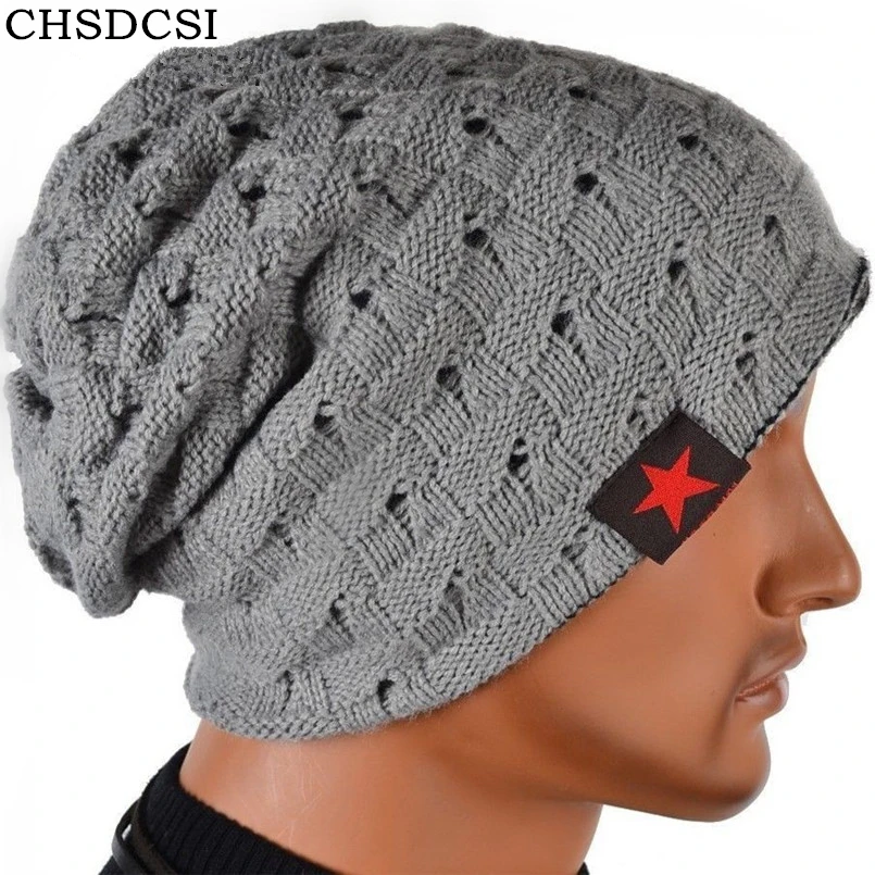 

CHSDCSI Winter Skullies Men Knitted Hat Reversible Star Beanie Women Unisex Baggy Warm Caps Bonnets Gorros Causal Accessories