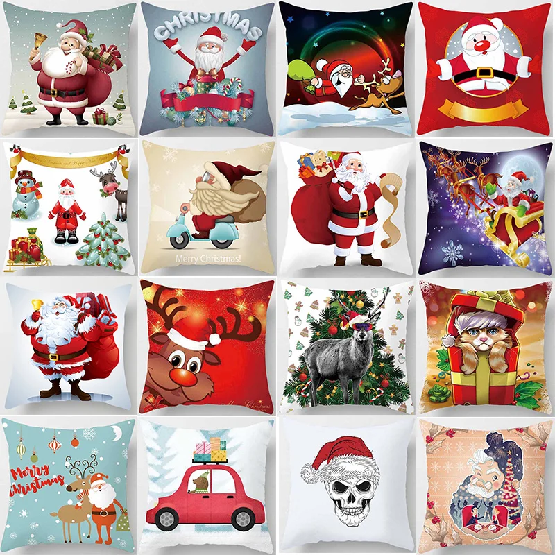 

Hot sale Christmas santa pillow cases women men square Pillow case cute cartoon pillow covers size 45*45cm