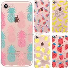 

Summer fruit Pineapple watermelon banana lemon strawberry Clear soft silicon TPU cover For iphone 7 7plus 5S SE 6 6S 6plus case