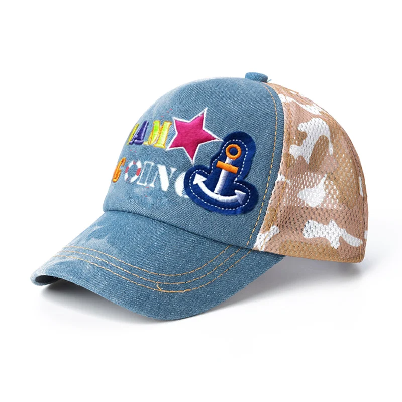 Г. Новая детская шляпа, детская бейсбольная кепка, шляпы солнцезащитные для мальчиков, джинсовые хлопковые солнцезащитные козырьки, лето-осень, уличная Регулируемая сетчатая шапка - Цвет: 5