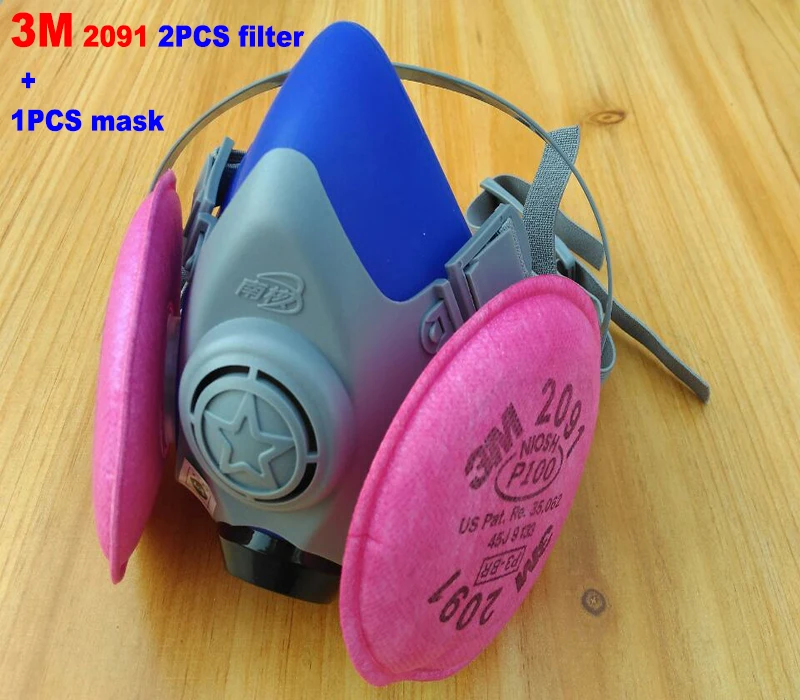 

3M 2091CN filter + Silicone respirator mask High grade protective mask against Dust particles Liquid particulates filter mask