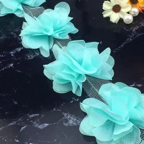 118 штук, 6 см, шифоновые цветы, ткань, цветок, сделай сам, аксессуары для волос, платье, украшения для повязки на голову, свадебные и вечерние украшения - Цвет: H99-Blue green