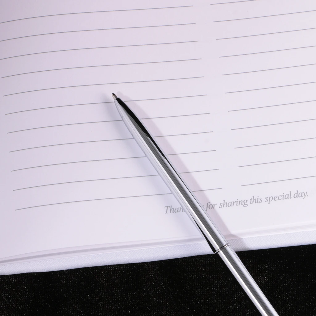 Wedding Party Reception Guestbook and Pen Set Tulle Crystal Sign Book for Party Wedding Meeting Supplies-White
