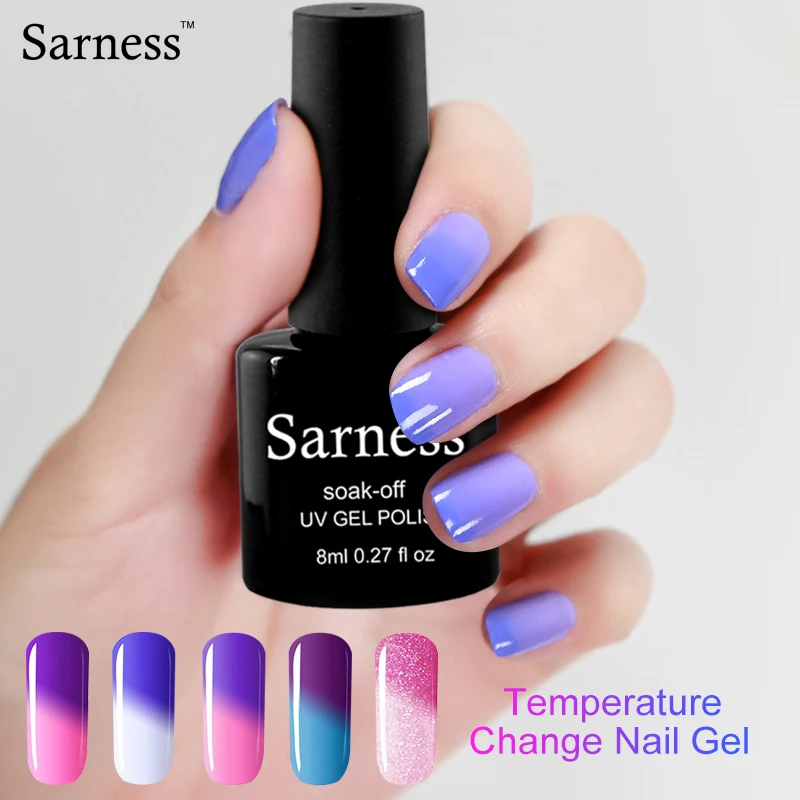 

Sarness Thermal Nail Chameleon Gel Varnish Temperature Change Color UV Gel Nail Polish Lucky Long Lasting Tops Nails Art