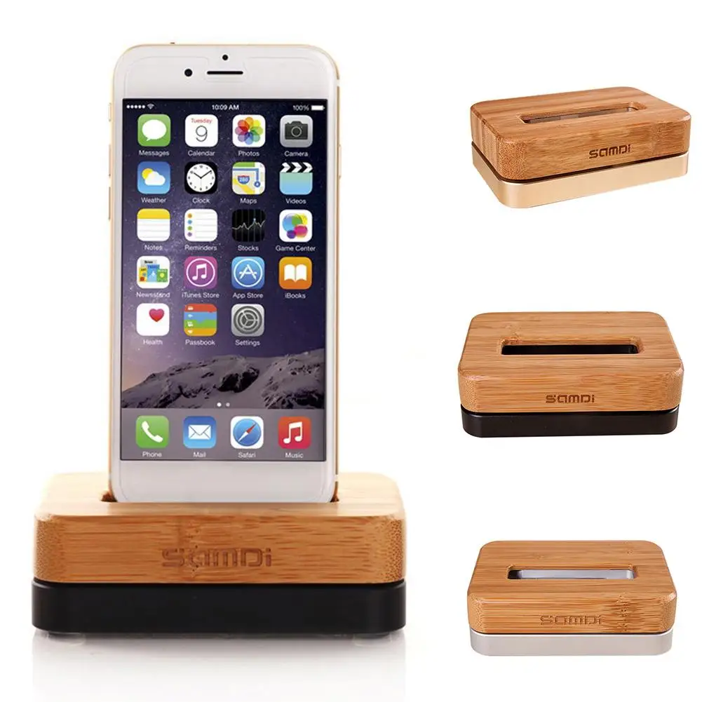 

Bamboo Metal Mobile Phone Stand Charging Holder Dock Mount for iPhone 6 5S 5C 4S 2019NEW