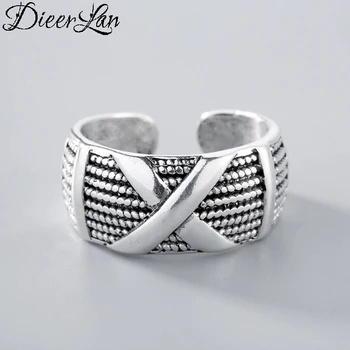 

Boho New Trendy 925 Sterling Silver Cross Rings for Women Engagement Jewelry Adjustable Size Finger Rings Anillos 2019