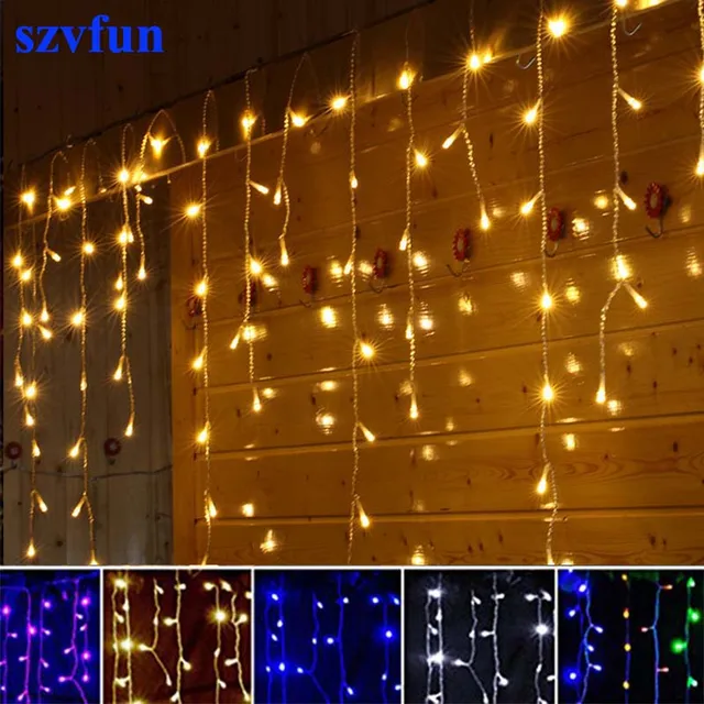 szvfun christmas lights outdoor led curtain icicle string lights