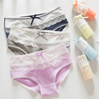 

Women Sexy Briefs Lace Cotton Panties Breathable Girls Underpants Ladies Lace Briefs