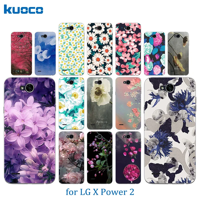 Силиконовый чехол для LG X power 2 K10 Power мягкий из ТПУ с цветочным узором мобильного
