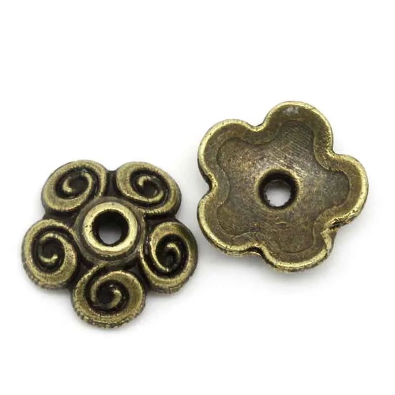 DoreenBeads шапочки для бусин в форме цветка античная бронза (подходит 12 16 мм) 10x10 мм