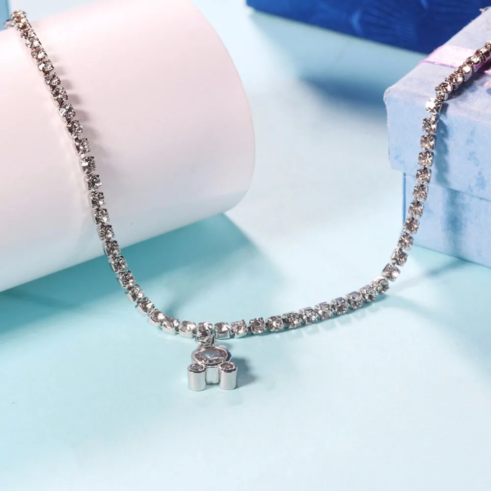 Модный браслет с подвеской Микки для женщин, для девочек, серебряный цвет, кристалл, циркон, коготь, цепочка, браслеты, ювелирные изделия