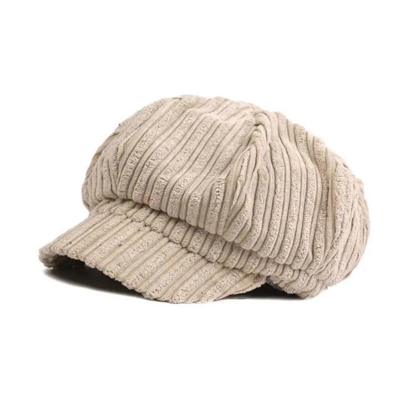 Женская восьмиугольная шляпа, толстая Вельветовая Женская кепка Newsboy, женская теплая Ретро шапка для художника, восьмиугольная кепка для взрослых, осенняя Зимняя кепка