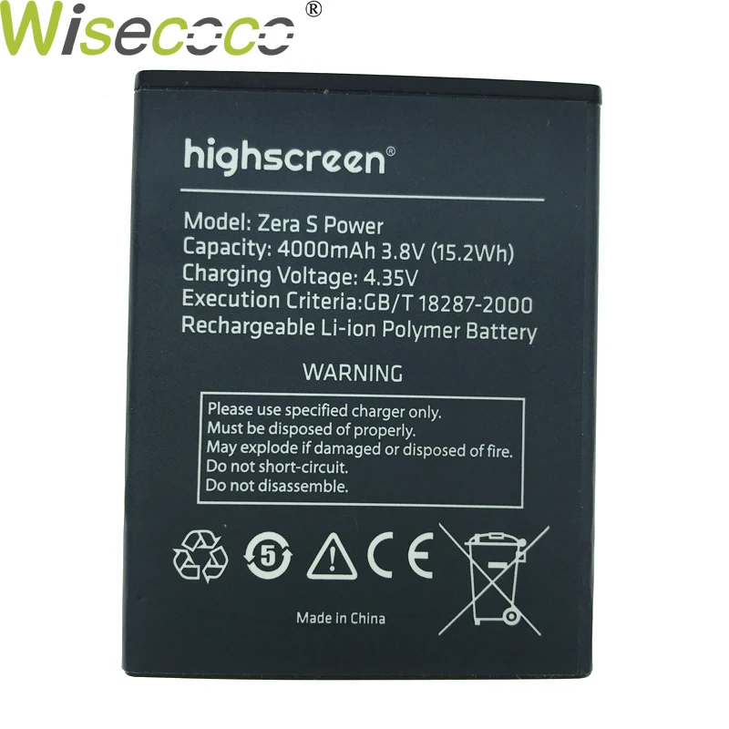 

WISECOCO 2pcs New Original 4000mAh Battery For Highscreen Zera S Power Phone Batteries Replacement In Stock + Tracking Number
